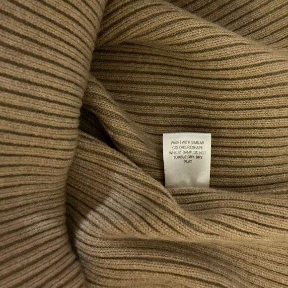Birch NY Ribbed Knit Maxi Dress Size 14 Long Sleeve Bodycon Sweater Dress Tan - Picture 7 of 7